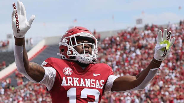 Razorbacks wide receiver Jaedon Wilson during game with Western Carolina in Little Rock.